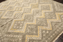 8x10 Mossy Gray, Gold, Muted earth tones Color Hand Knotted Oushak Wool Transitional Oriental Rug
