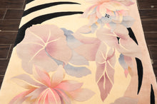 4x6 Ivory, Taupe, Lavender Color Hand Knotted Chinese Art Deco Wool Transitional Oriental Rug