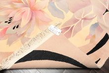 4x6 Ivory, Taupe, Lavender Color Hand Knotted Chinese Art Deco Wool Transitional Oriental Rug