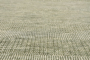 LoomBloom Multi Sizes Sage Hand Knotted Contemporary  Tibetan Geometric Wool & Bamboo Silk  Oriental Area Rug