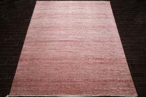 LoomBloom Multi Sizes Raspberry Hand Knotted Contemporary  Tibetan Geometric Wool & Bamboo Silk  Oriental Area Rug