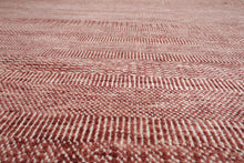 LoomBloom Multi Sizes Raspberry Hand Knotted Contemporary  Tibetan Geometric Wool & Bamboo Silk  Oriental Area Rug