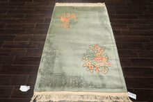 4x6 Celadon, Blush, Gold Color Hand Knotted Chinese Art Deco Wool Traditional Oriental Rug