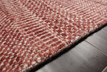 LoomBloom Multi Sizes Raspberry Hand Knotted Contemporary  Tibetan Geometric Wool & Bamboo Silk  Oriental Area Rug