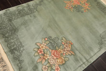 4x6 Celadon, Blush, Gold Color Hand Knotted Chinese Art Deco Wool Traditional Oriental Rug