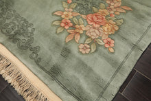 4x6 Celadon, Blush, Gold Color Hand Knotted Chinese Art Deco Wool Traditional Oriental Rug