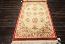 4x6 Beige, Caramel, Taupe Color Hand Knotted Chinese Art Deco Wool Traditional Oriental Rug