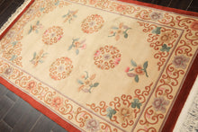 4x6 Beige, Caramel, Taupe Color Hand Knotted Chinese Art Deco Wool Traditional Oriental Rug
