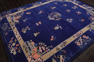 LoomBloom  Multi Sizes Royal Blue Hand Tufted Pictorial Chinese Art Deco New Zealand Wool Oriental Area Rug