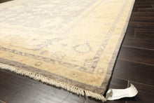 9x12 Gray, Ivory, Washed out Muted earth tones Color Hand Knotted Oushak New Zealand Wool Transitional Oriental Rug