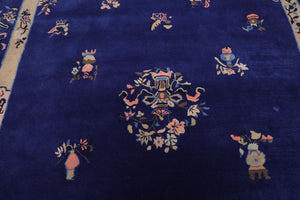 LoomBloom  Multi Sizes Royal Blue Hand Tufted Pictorial Chinese Art Deco New Zealand Wool Oriental Area Rug