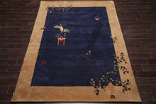 LoomBloom Multi Size Navy Hand Tufted Vase Transitional Chinese Art Deco New Zealand Wool Oriental Area Rug