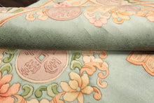 4x6 Celadon, Tan, Caramel Color Hand Knotted Chinese Art Deco Wool Traditional Oriental Rug