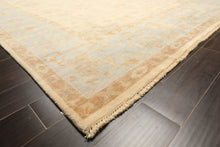 9x12 Ivory, Beige, Aqua Color Hand Knotted Oushak Wool Transitional Oriental Rug