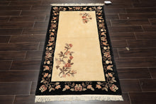 3x5 Beige, Charcoal, Blush Color Hand Knotted Chinese Art Deco Wool Traditional Oriental Rug