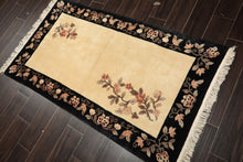 3x5 Beige, Charcoal, Blush Color Hand Knotted Chinese Art Deco Wool Traditional Oriental Rug