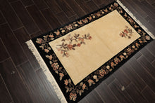 3x5 Beige, Charcoal, Blush Color Hand Knotted Chinese Art Deco Wool Traditional Oriental Rug