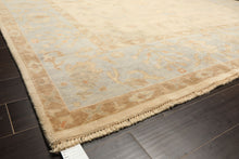 9x12 Ivory, Beige, Aqua Color Hand Knotted Oushak Wool Transitional Oriental Rug
