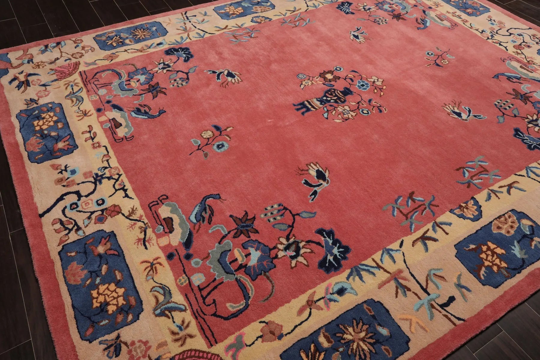 Pink Chinese Rug Multi Size Bubblegum Pink Hand Tufted Chinese Art Deco Floral Vase ...