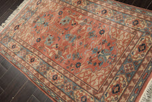 4x6 Blush, Turquoise, Beige Color Hand Knotted Heriz New Zealand Wool Traditional Oriental Rug