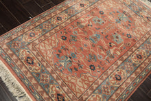 4x6 Blush, Turquoise, Beige Color Hand Knotted Heriz New Zealand Wool Traditional Oriental Rug
