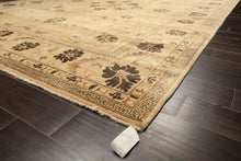 9x12 Beige, Brown, Chocolate Color Hand Knotted Oushak New Zealand Wool Transitional Oriental Rug