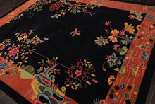 LoomBloom  Multi Sizes Black Hand Tufted Floral Chinese Art Deco New Zealand Wool Oriental Area Rug