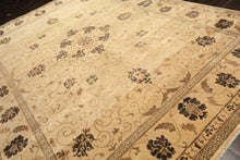 9x12 Beige, Brown, Chocolate Color Hand Knotted Oushak New Zealand Wool Transitional Oriental Rug