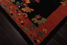 LoomBloom  Multi Sizes Black Hand Tufted Floral Chinese Art Deco New Zealand Wool Oriental Area Rug