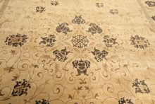 9x12 Beige, Brown, Chocolate Color Hand Knotted Oushak New Zealand Wool Transitional Oriental Rug