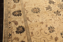 9x12 Beige, Brown, Chocolate Color Hand Knotted Oushak New Zealand Wool Transitional Oriental Rug