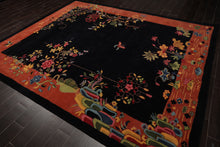 LoomBloom  Multi Sizes Black Hand Tufted Floral Chinese Art Deco New Zealand Wool Oriental Area Rug