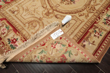4x6 Beige, Brown, Rose Color Hand Knotted French Aubusson Savonnerie Wool Traditional Oriental Rug