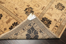 9x12 Beige, Brown, Chocolate Color Hand Knotted Oushak New Zealand Wool Transitional Oriental Rug