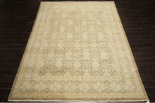 9x11 Brown, Aqua, Beige Color Hand Knotted Chobi Peshawar Wool Transitional Oriental Rug