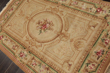 4x6 Beige, Tan, Brown Color Hand Knotted French Aubusson Savonnerie Wool Traditional Oriental Rug