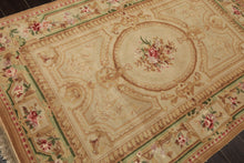 4x6 Beige, Tan, Brown Color Hand Knotted French Aubusson Savonnerie Wool Traditional Oriental Rug