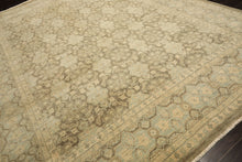 9x11 Brown, Aqua, Beige Color Hand Knotted Chobi Peshawar Wool Transitional Oriental Rug