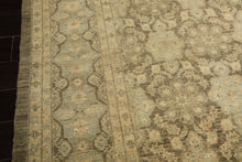 9x11 Brown, Aqua, Beige Color Hand Knotted Chobi Peshawar Wool Transitional Oriental Rug