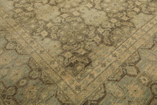 9x11 Brown, Aqua, Beige Color Hand Knotted Chobi Peshawar Wool Transitional Oriental Rug