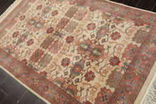 4x6 Ivory, Rose, Brown Color Hand Knotted Indo Kashan New Zealand Wool Traditional Oriental Rug