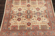 4x6 Ivory, Rose, Brown Color Hand Knotted Indo Kashan New Zealand Wool Traditional Oriental Rug