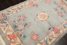 4x6 Celadon, Ivory, Lavender Color Hand Knotted Chinese Art Deco Wool Traditional Oriental Rug