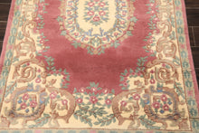 4x6 Plum, Ivory, Celadon Color Hand Knotted Indo Kerman New Zealand Wool Traditional Oriental Rug