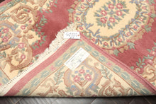 4x6 Plum, Ivory, Celadon Color Hand Knotted Indo Kerman New Zealand Wool Traditional Oriental Rug