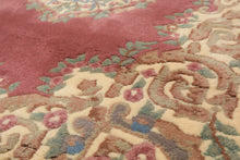 4x6 Plum, Ivory, Celadon Color Hand Knotted Indo Kerman New Zealand Wool Traditional Oriental Rug