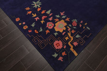 LoomBloom Multi Sizes Navy Hand Tufted Floral Chinese Art Deco New Zealand Wool Oriental Area Rug