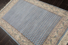 4x6 Blue, Ivory, Taupe Color Hand Knotted Boteh Wool Traditional Oriental Rug