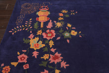 LoomBloom Multi Sizes Navy Hand Tufted Floral Chinese Art Deco New Zealand Wool Oriental Area Rug