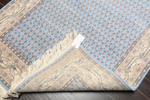 4x6 Blue, Ivory, Taupe Color Hand Knotted Boteh Wool Traditional Oriental Rug